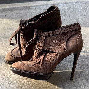 Burberry Howcroft Fringed Ankle Boots Suede Leather Size 40 (US 9.5/10)